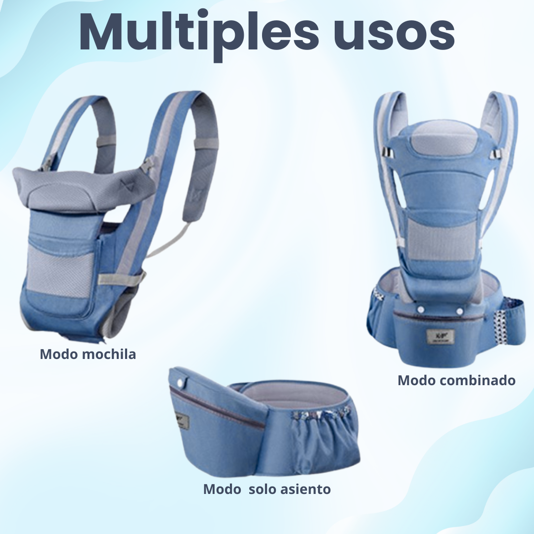 Canguro - Portabebés ergonómico y confort con asiento y 9 posiciones en 1