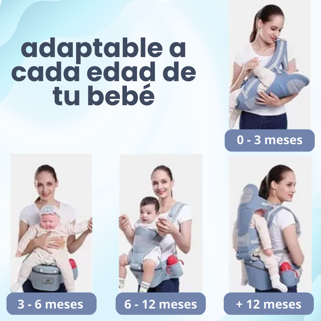 Canguro - Portabebés ergonómico y confort con asiento y 9 posiciones en 1